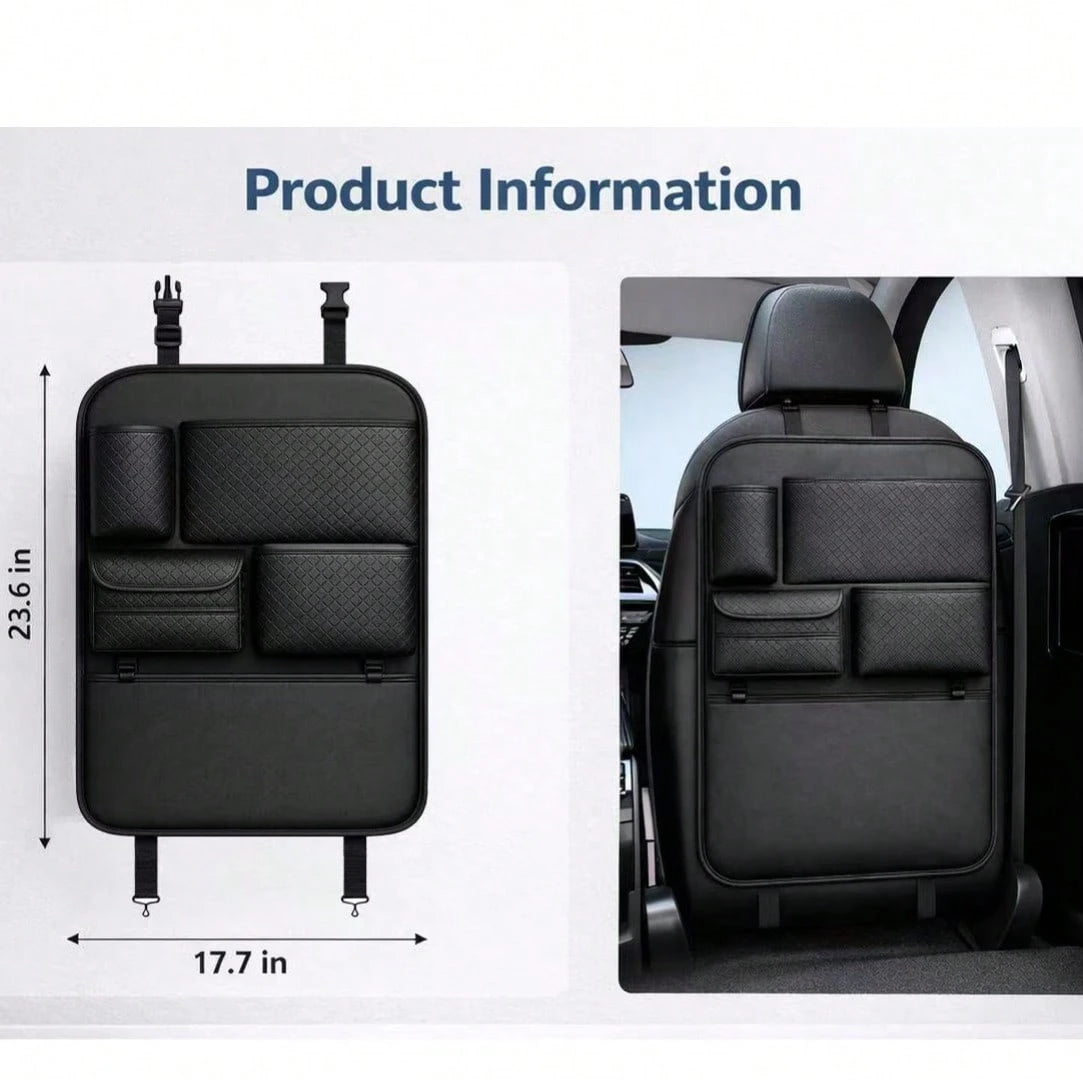 1/2pcs Universal Car Backseat Organizer, Waterproof Kick Mats, Storage Pockets, Road Trip Car Accessories