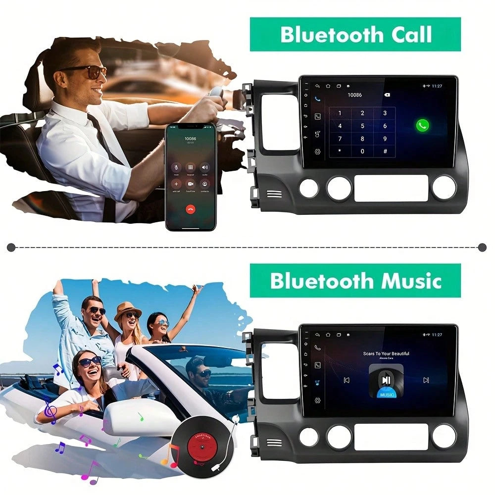 10.1 Inch IPS Touchscreen Android 12 Support GPS, WiFi, Bluetooth, FM Radio, Backup Camera, SWC, Dual USB Car Stereo For Hon/Da Civic 2006-2011 With Wireless CarPlay & Android Auto 2+32GB Car Radio