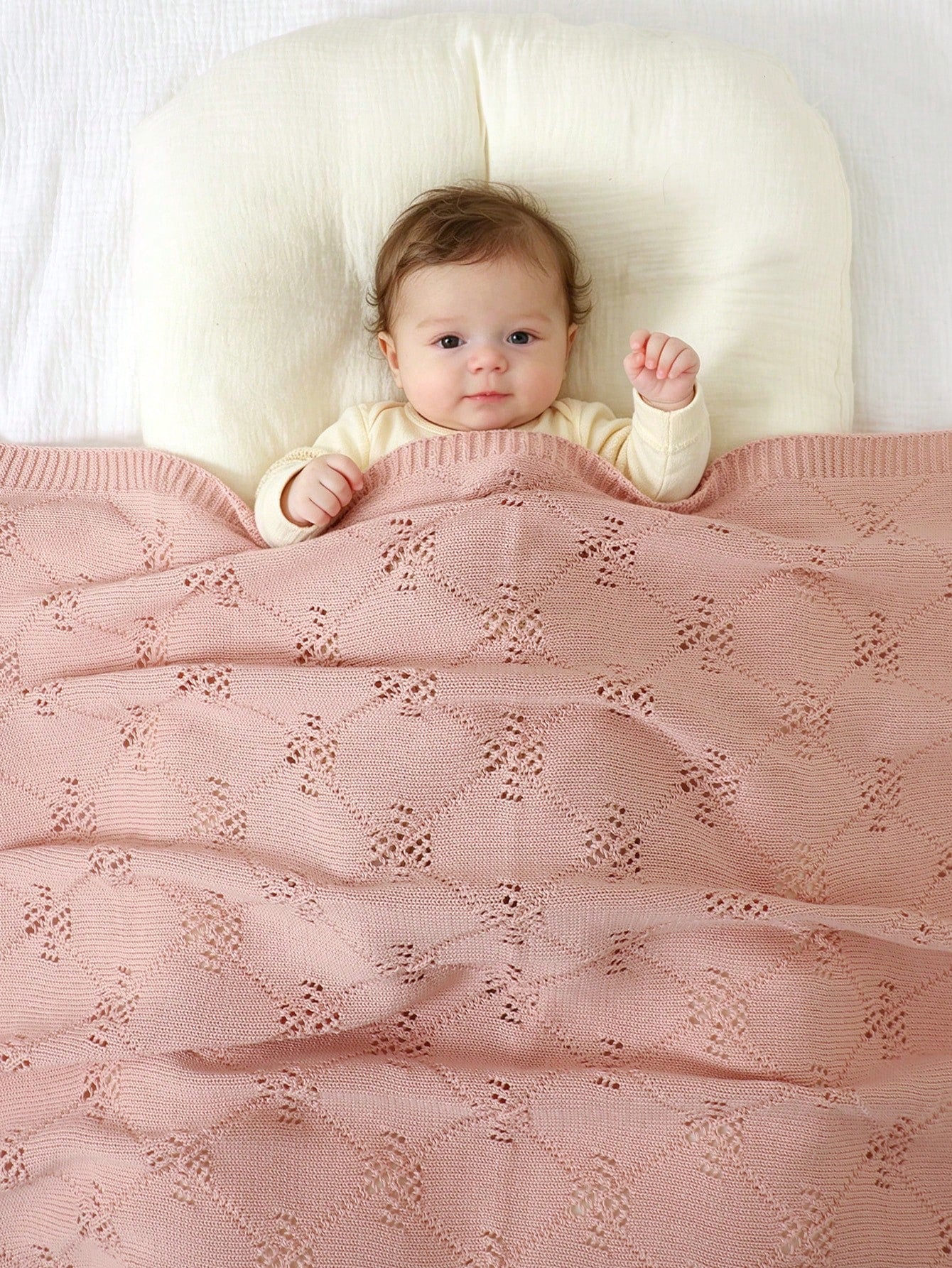 100% Cotton Baby Blanket, Seasonal Diamond Hollow Knitted Baby Swaddle Blanket, Newborn Stroller Blanket, Baby Quilt, Children's Air Conditioning Quilt, Newborn Supplies