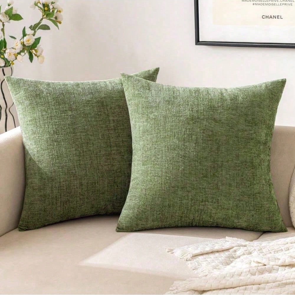 1pc/2pcs Sage Green (Pillow Insert Not Included) 3D Textured Throw Pillow Cover, Modern Farmhouse Cozy Chenille Vintage Pattern Cushion Case, Suitable For Daily Bedroom, Dining Room, Bed, Sofa, Car, D