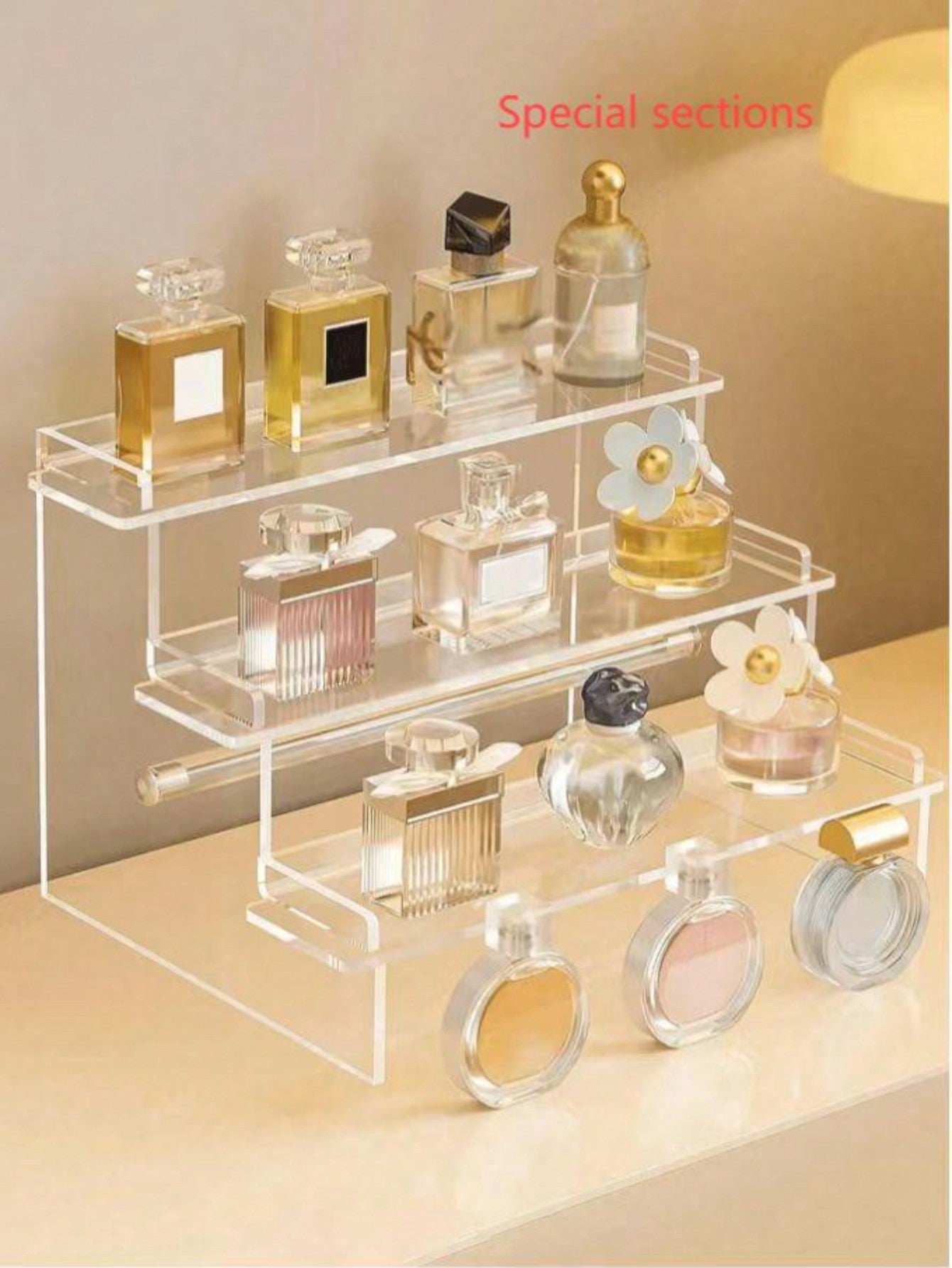 1pc Acrylic Cosmetic Storage Box, Multi-Tiered Transparent Display Rack, Suitable For Perfumes, Jewelry, Skincare Products, Cosmetics, Bathrooms