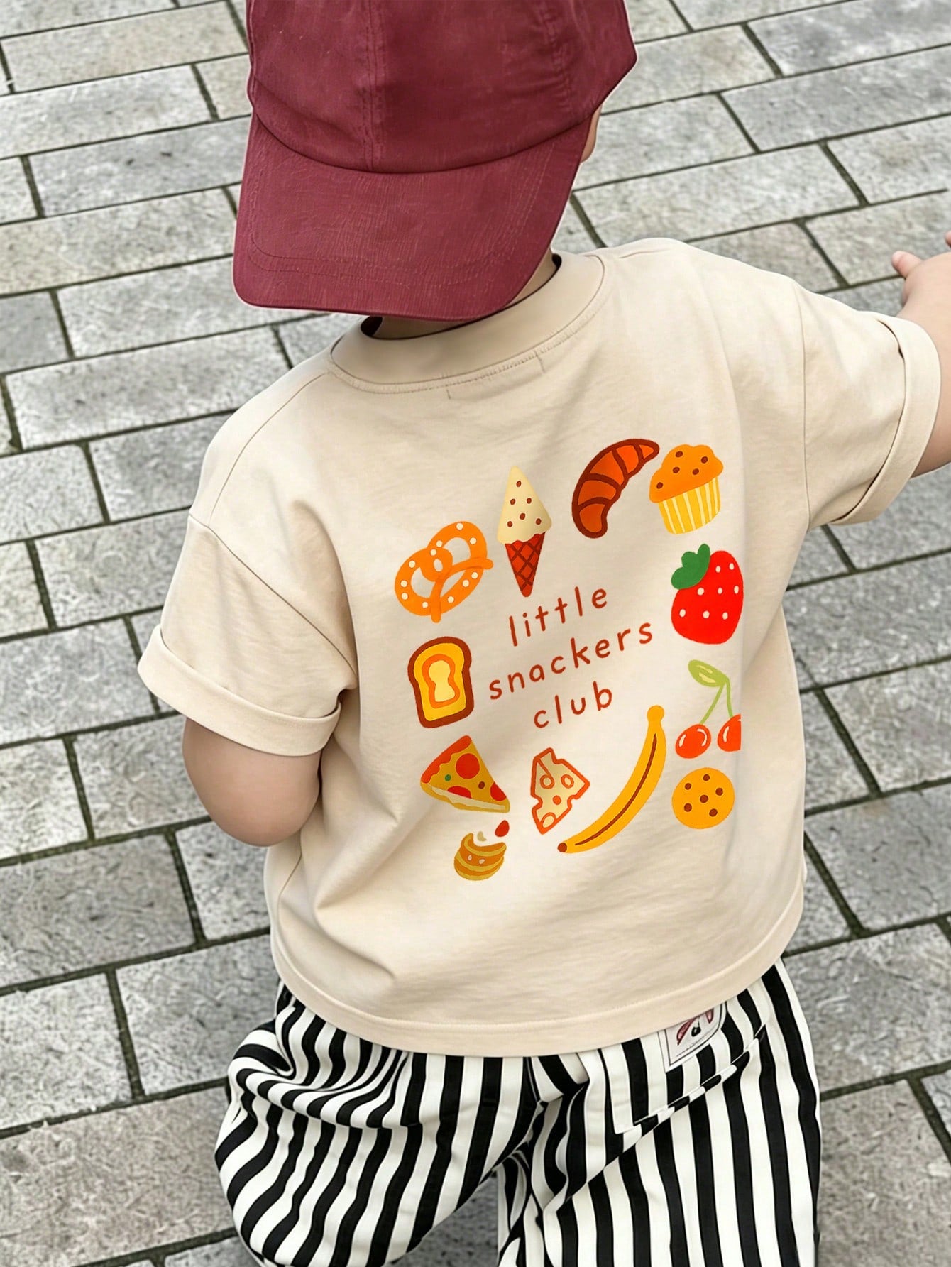 1pc Baby Boy Creative Cartoon Decorative Pattern Letter Slogan Print Basic Round Neck Short Sleeve T-Shirt, Baby Boy Casual Fashion