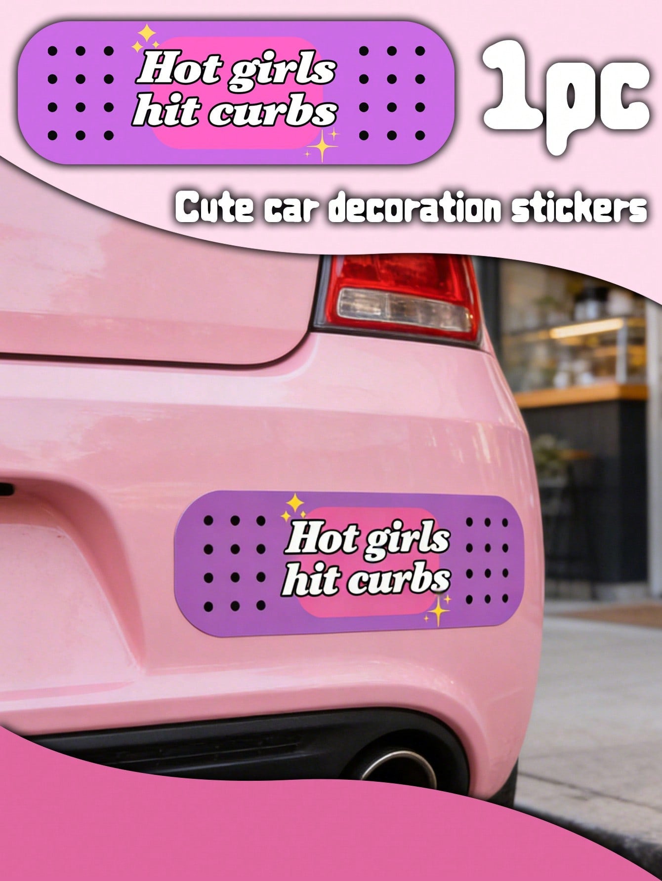 1pc Hot Girls Hit Curbs Car Bandaid| Funny Bumper Sticker, Cute Car Stickers, Exquisite Car Stickers, Suitable For Cars, Computers, Bicycles