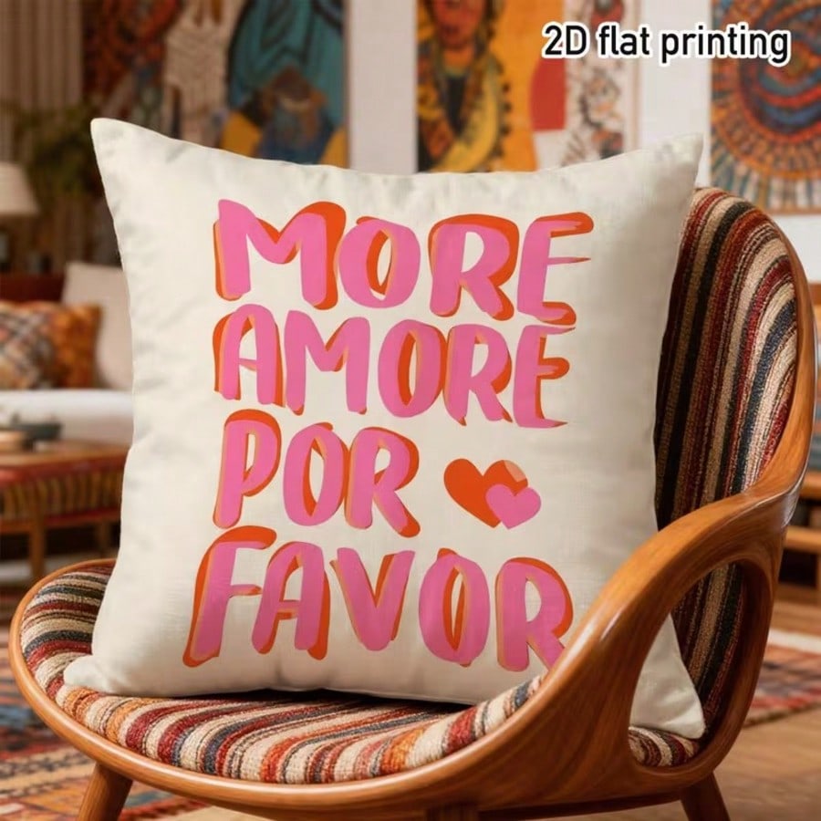 1pc Modern Minimalist Inspirational Quote Throw Pillow Cover, "Today Is A Beautiful Day" Letter Cushion Cover, 18" X 18", Vibrant Yellow With Red And Pink Accents, Suitable For Sofa And Living Room De