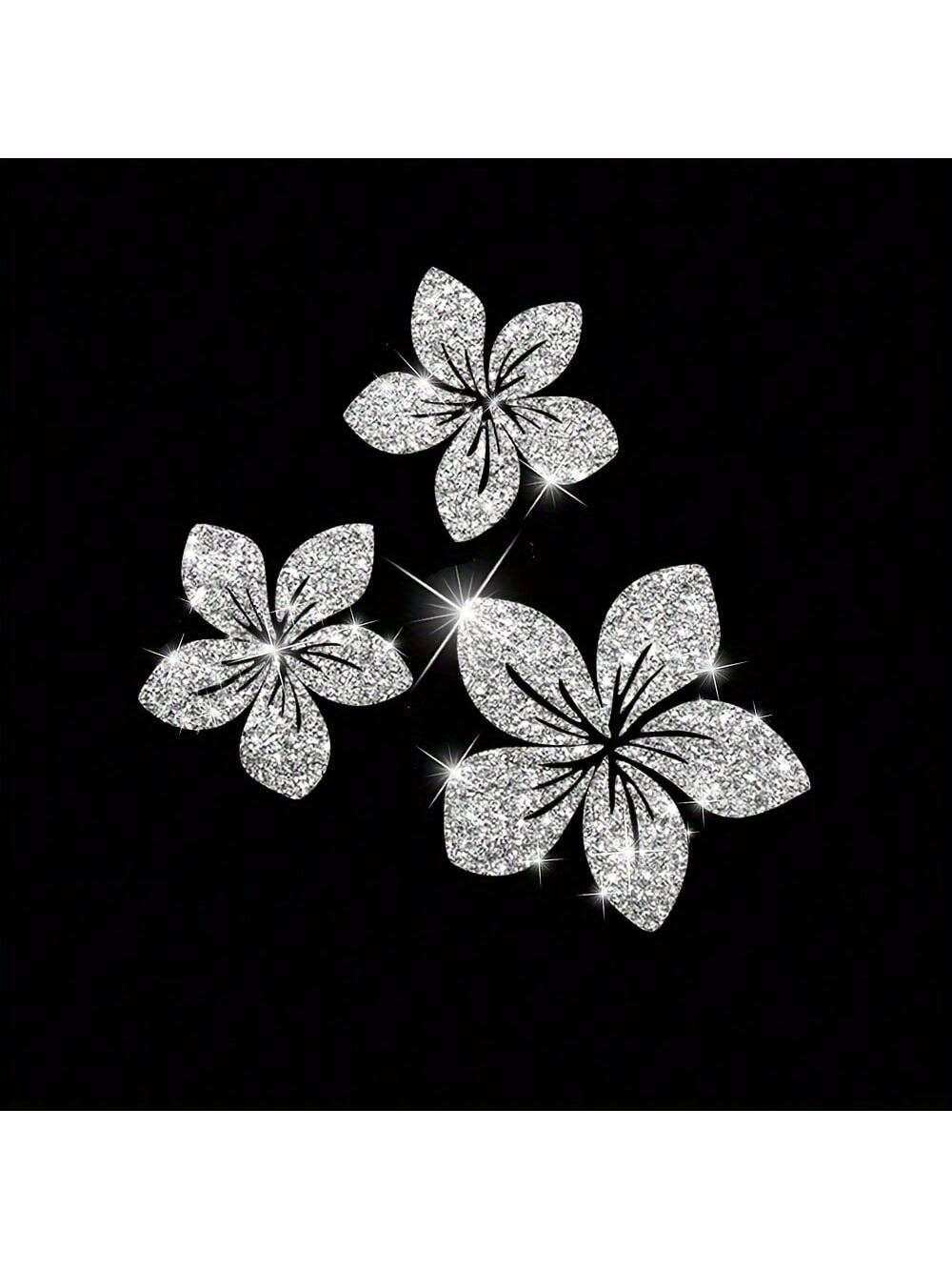 1pc Of Sparkling Floral Car Decals- Reflective Vinyl Stickers For Vehicle Body, Windows, Bumpers & Laptops
