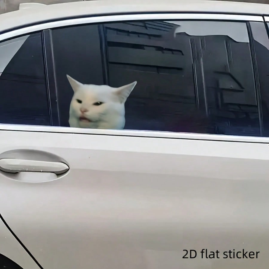 1pc Whimsical Funny Cat Sticker; Suitable For Car Window, Bumper, Laptop, Helmet, Motorcycle, Etc. Animal Pet Gift| Travel Fun| Funny Sticker| Easy To Apply| Excellent Experience