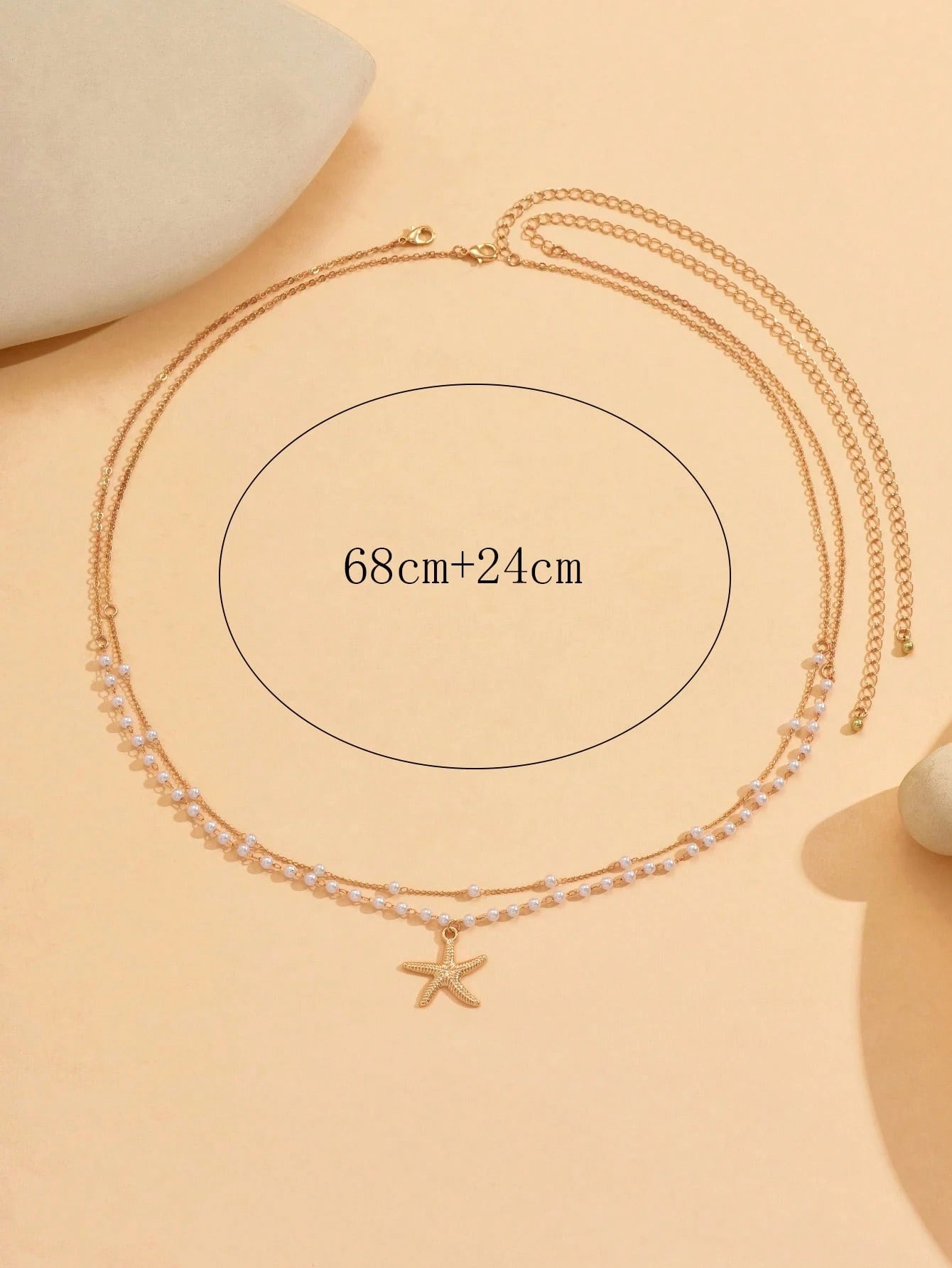 2pcs/Set Handmade Faux Pearl Pendant Waist Chain, Adjustable Chain Length
