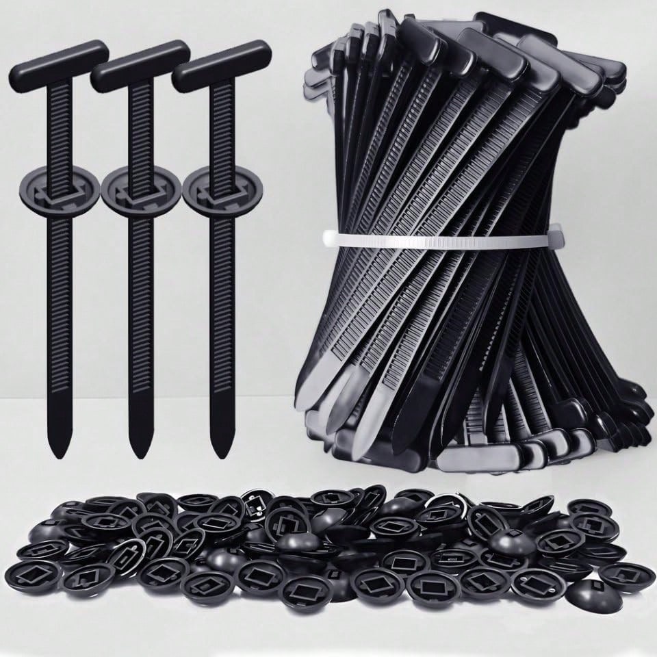 50/100pcs Heavy Duty Nylon Cable Ties With Lock, Self-Locking Zip Tie, Plastic Cable Tie Mounts With Nail And Button Design, For Automotive Underbody, Bumper, Trunk Cover, Daily Cable Tie Fixing Mater