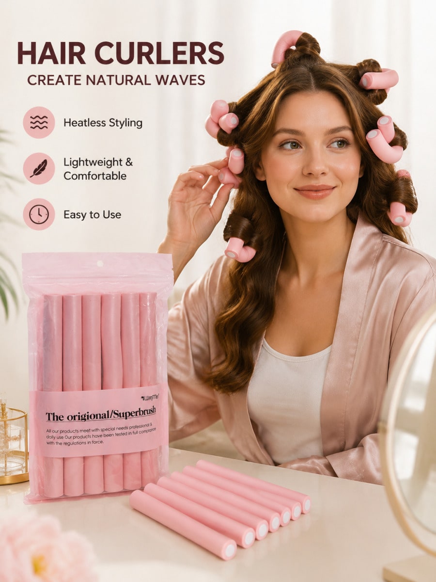 6Pcs Soft Heatless Hair Curlers, Overnight Heatless Curling Rods, No Heat Hair Curlers, No Damage Hair Rollers, Foam Heatless Curlers, Natural Wave Hair Styling Curlers, Comfortable Sleeping Hair Curl