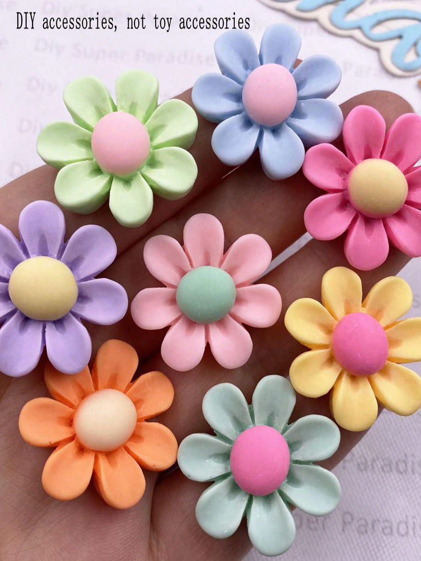 8PCS 25mm Resin Kawaii Colorful Painted Sun Flower Figurine Flatback Stone Scrapbook DIY Clothing Decor Crafts Jewelry Accessories