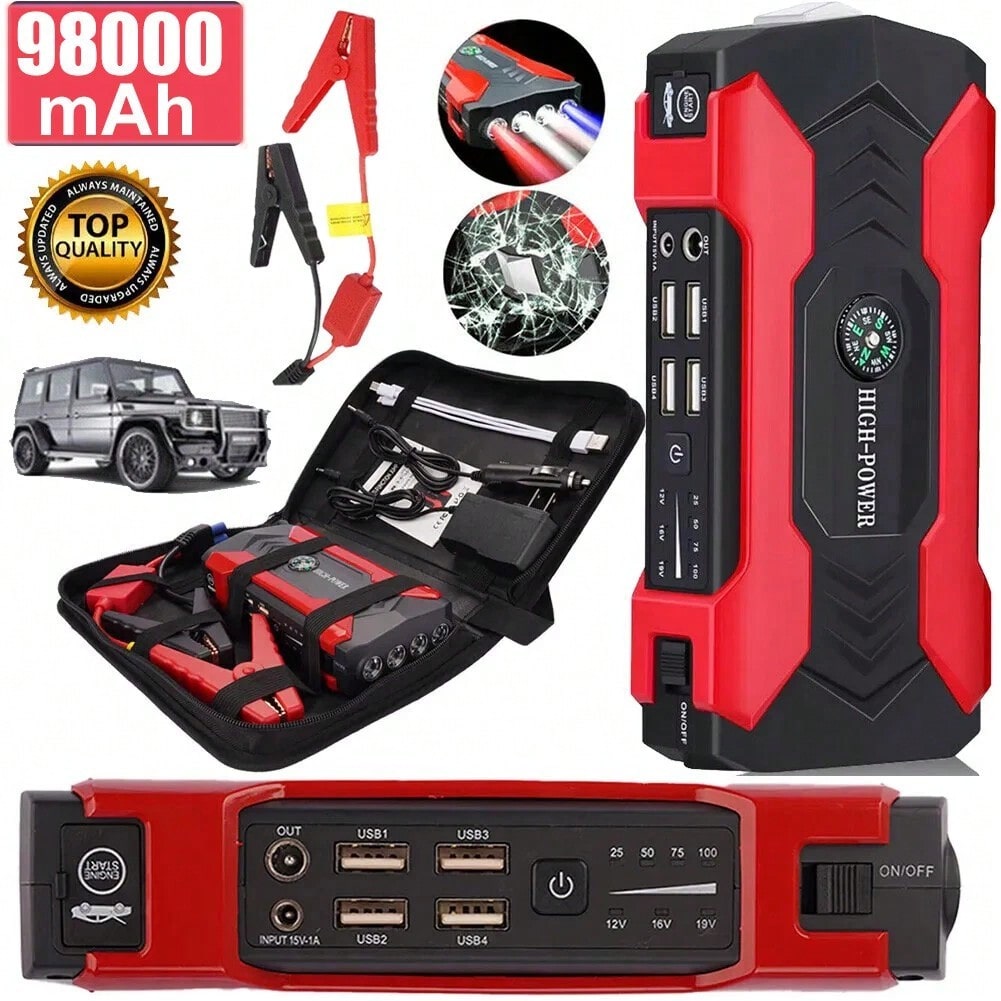 99800mAh Car Jump Starter Booster Jumper Box Power Bank Battery Charger With USB/Power Bank/Output/LED Light