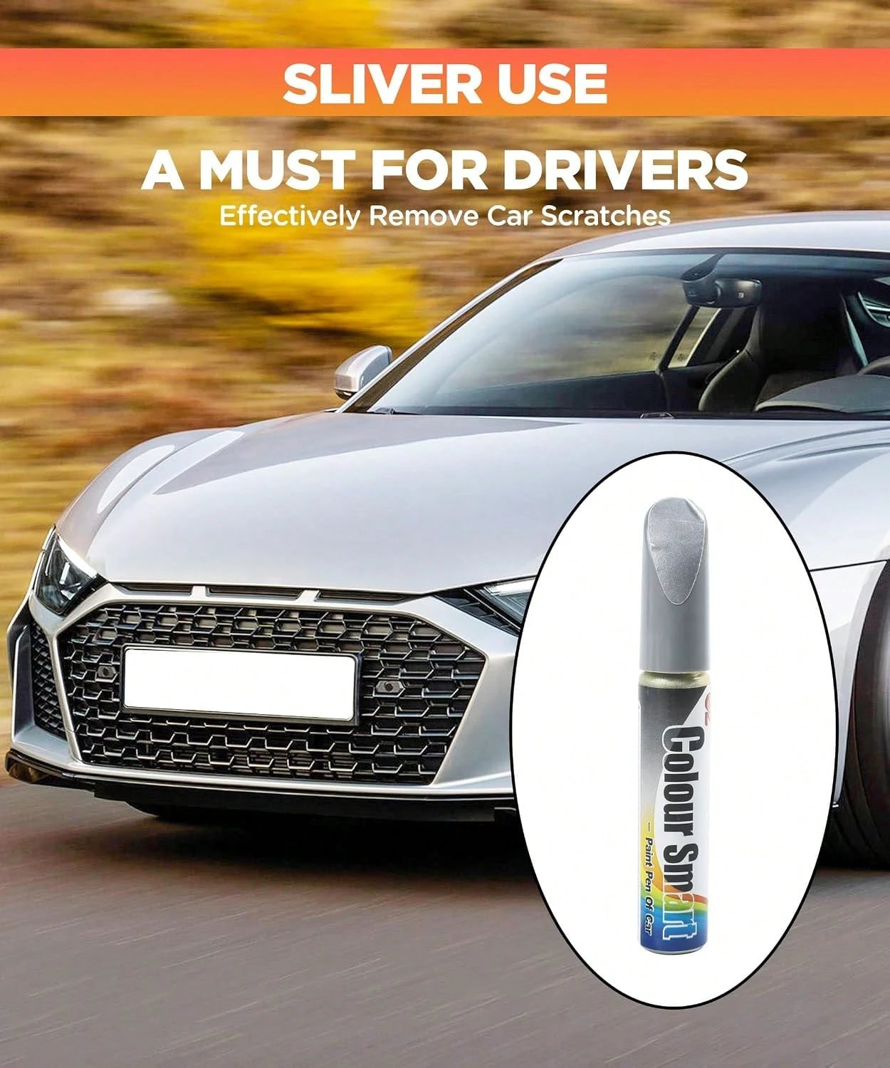 AOCISKA Car Scratch Remover,Car Paint Scratch Repair,Car Scratch Remover Pen,Car Accessories Car Pro Mending Car Remover Scratch Repair Paint Pen,Touch Up Paint For Cars Paint Scratch Repair (Silver)