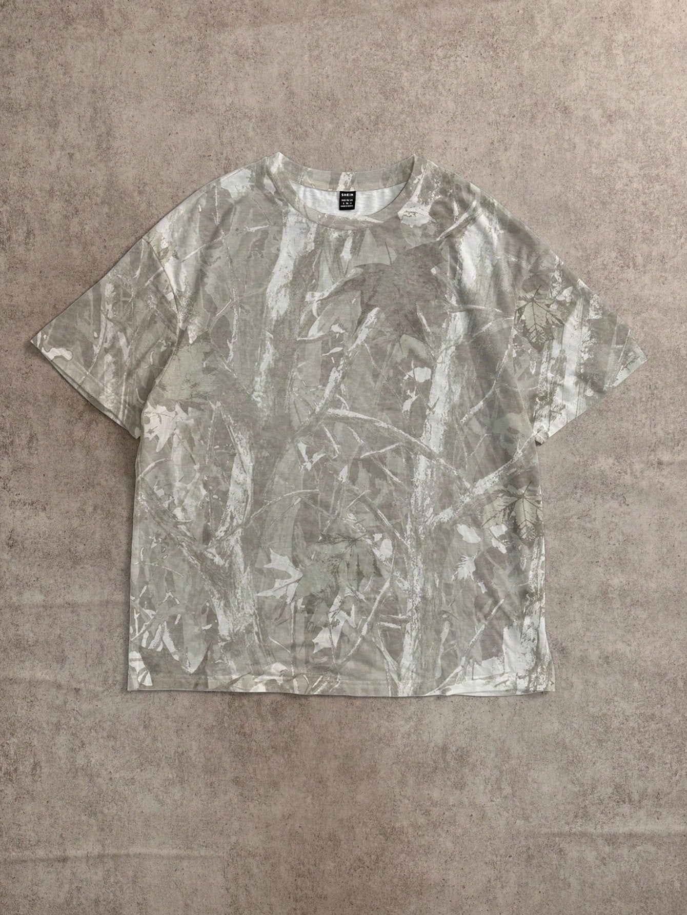 Attitoon Casual Minimalist Round Neck Loose Short Sleeve T-Shirt For Women, Camouflage Tree Branch Print, Suitable For Street Wear,Vintage