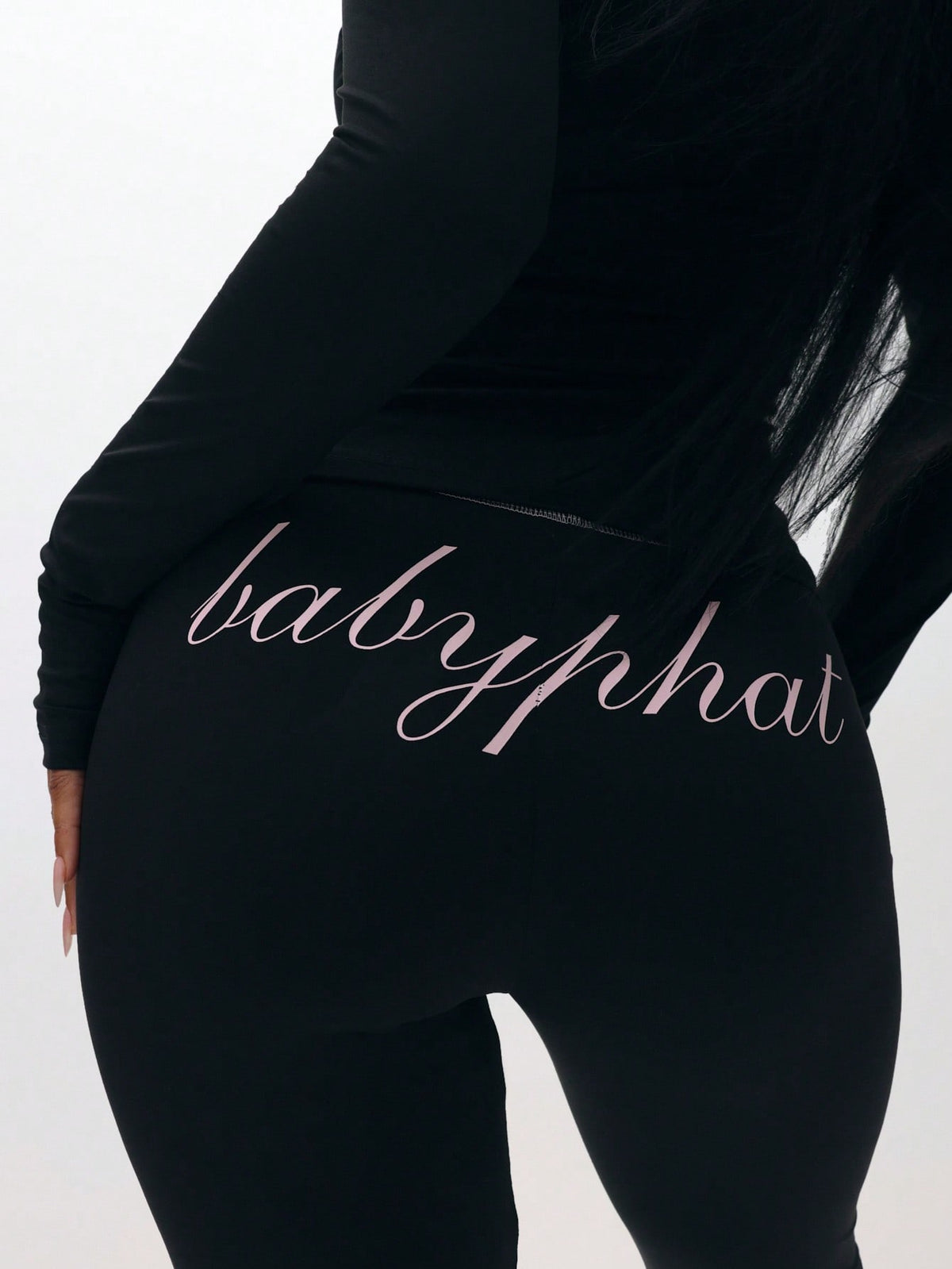 BABYPHAT Pull On Flare Leggings With Embroidered Script And Zipper Detail For Casual Everyday Wear