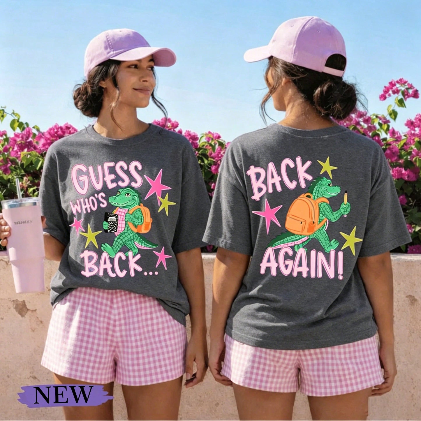 Back To School Graphic Tee Cute Alligator Summer Vacation T-Shirt Women Preppy Crocodile Backpack Top Funny Graphic Clothes Teacher College Student