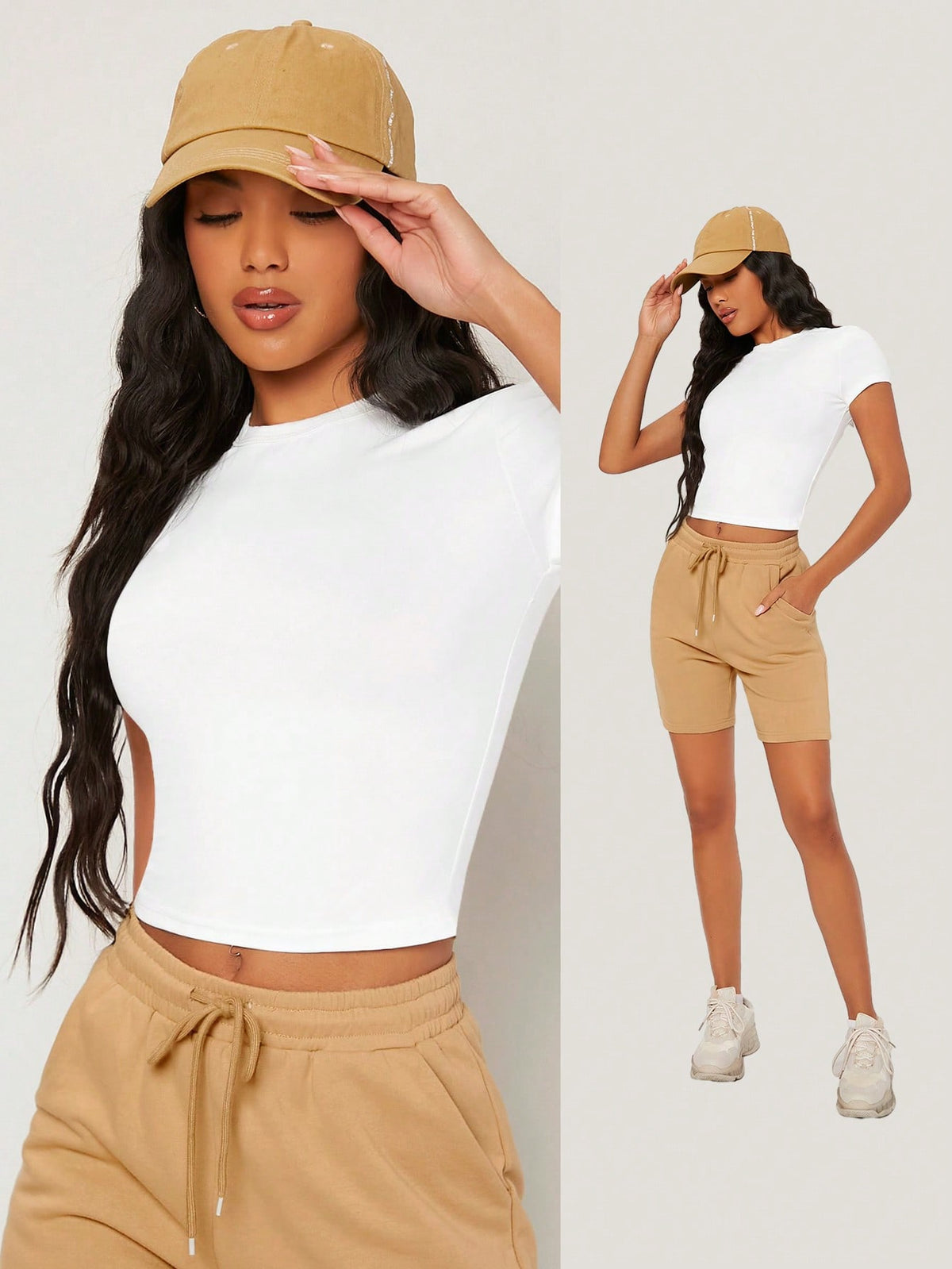 BASICS Solid Form Fitted Tee Summer Tops