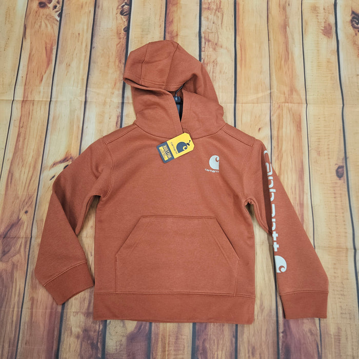 CARHARTT BOYS BURNT BRICK LOGO SWEATSHIRT CA6908-RGO-CA1