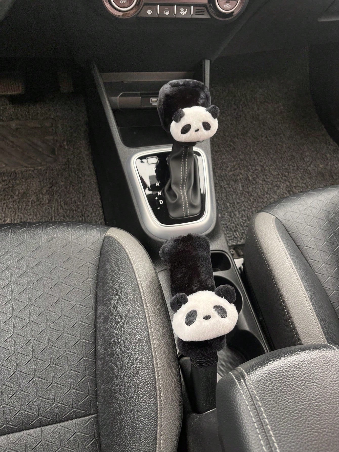 Cartoon Car Seat Belt & Handbrake & Gear Shift Cover Set, Cute Car Interior Decoration