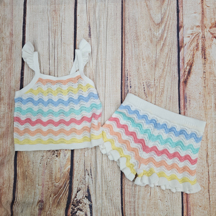 CLEARANCE LITTLE ME WAVY POINTELLE KNIT SET LPE16102T