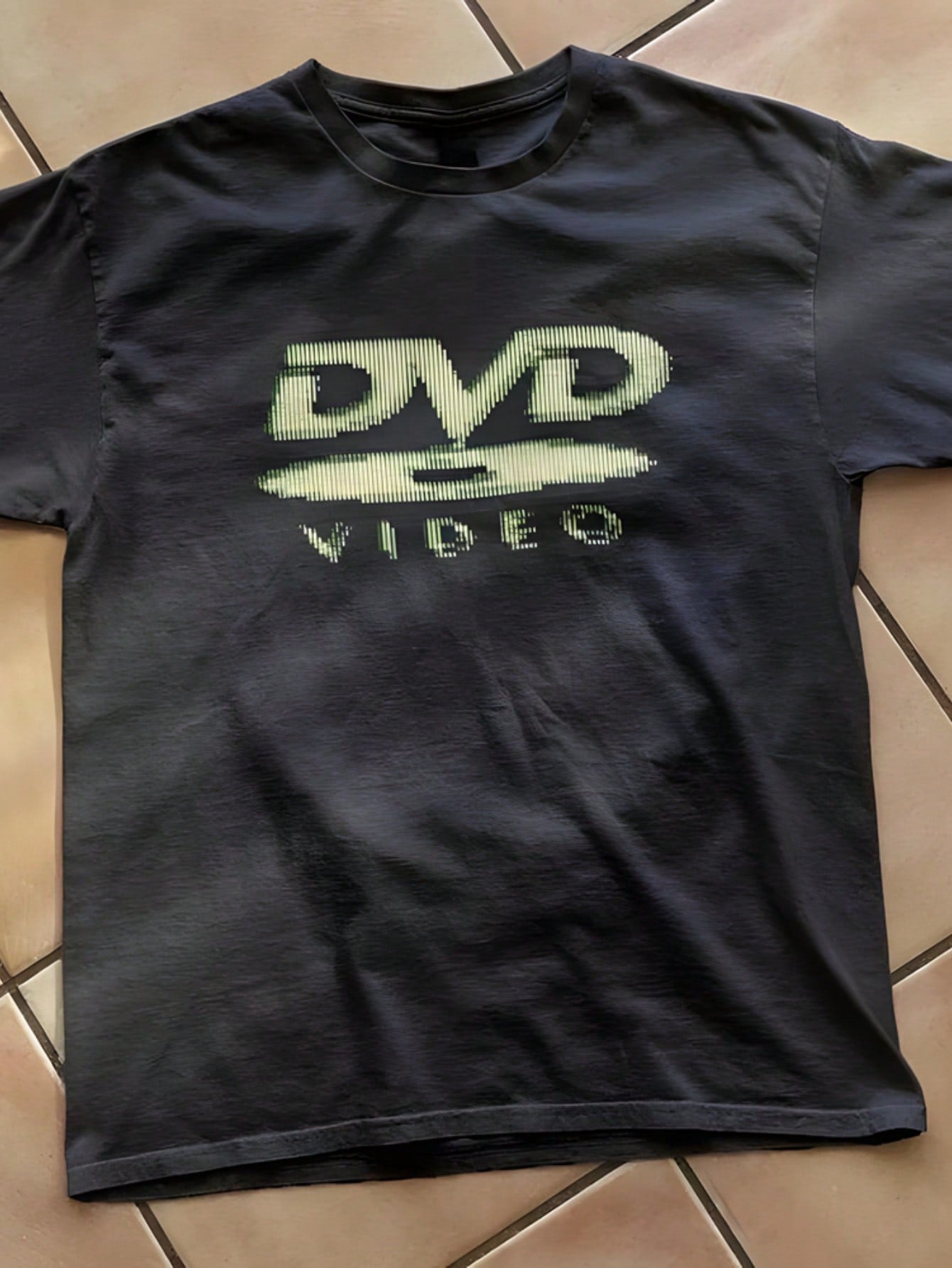 Cotton Men's T-Shirts With DVD Video Nostalgia Green Logo, Retro Gaming T-Shirts, 2000s Aesthetic, Casual Men's T-Shirts, Festival T-Shirts