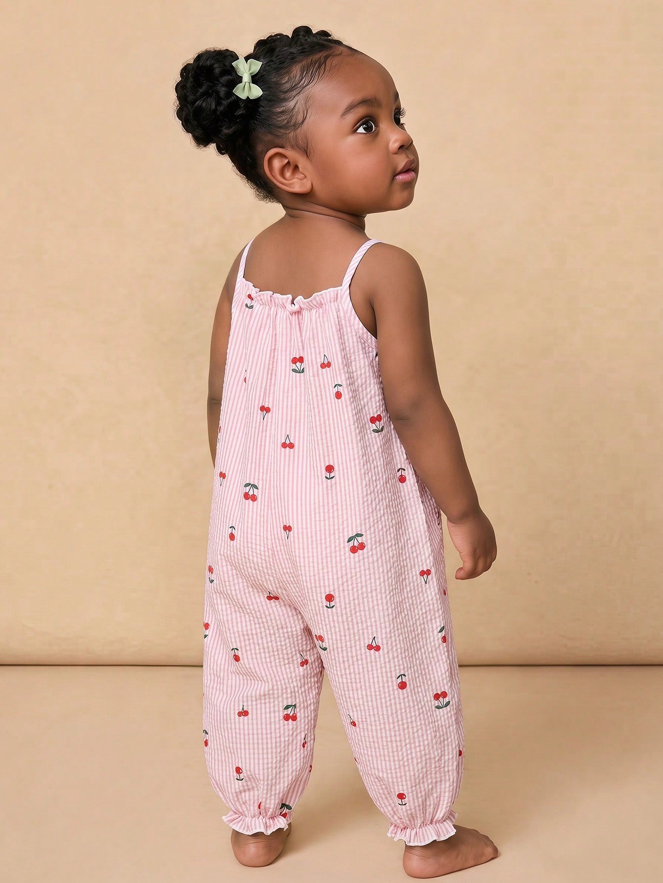 Cozy Pixies Baby Girl Cherry Print Casual Jumpsuit, Summer