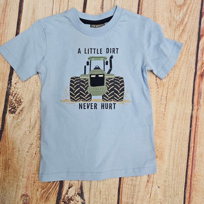 CR SPORTS A LITTLE DIRT NEVER HURT BOYS SS T SHIRT