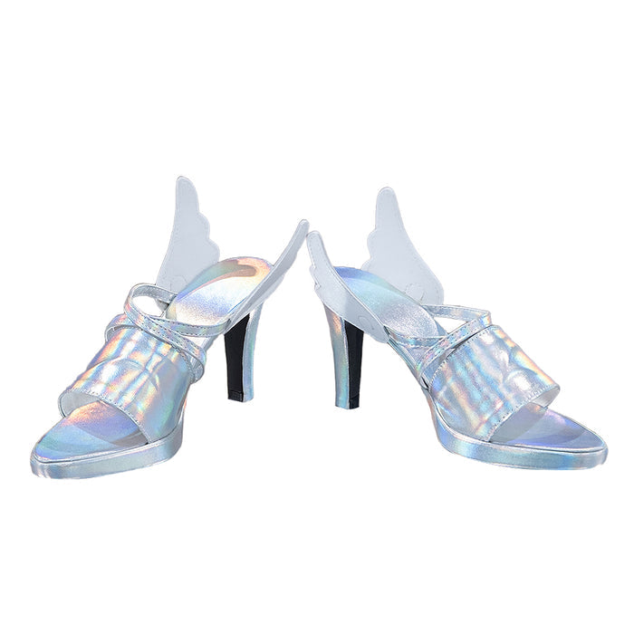 DokiDoki Anime Cosplay Silver Laser Battle Shoes Wing High Heel Boots