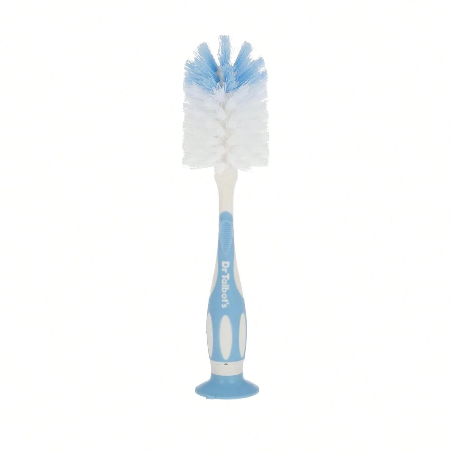 Dr. Talbotu2019s Bottle And Nipple Brush, Soft Nylon Bristles, Sponge Top, Handle With Suction Base, 2 Pack, Blue