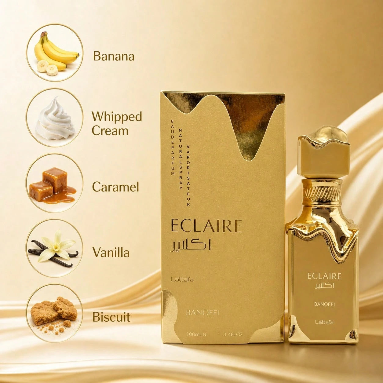 Eclaire Banoffi 100ml/3.4oz Eau De Parfum Spray, Long Lasting Perfume Cologne, Sweet Warm Scent For Daily Wear, Evening, Travel And Gift