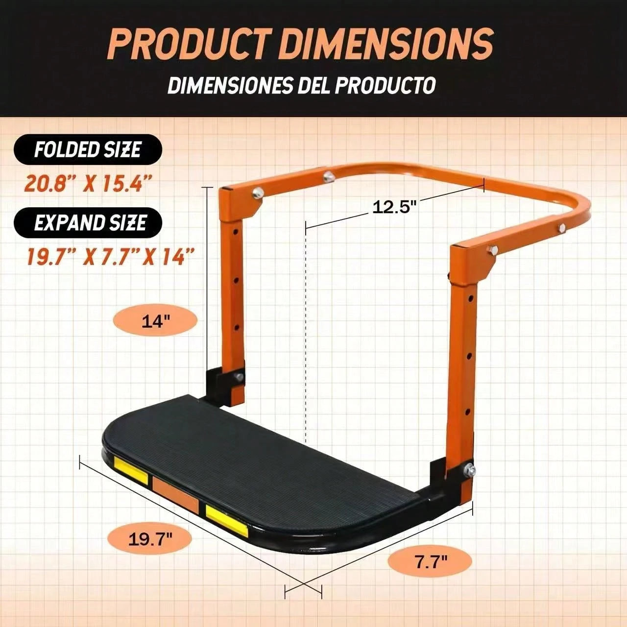 Foldable Tire Step With Anti-Slip Feature- A Key Component For Maintaining Trucks, SUVs, And Trailers- Height Adjustable And Capable Of Supporting Up To 400 Pounds- Portable And Foldable Design, Tire