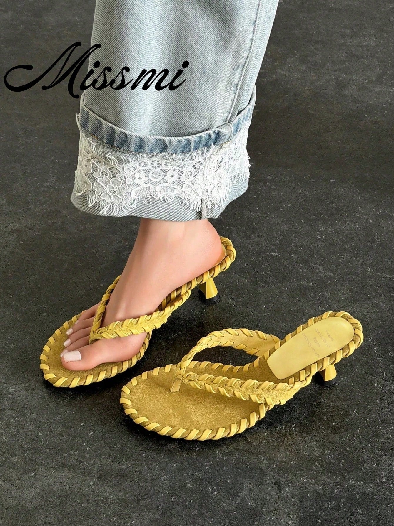 French Square Toe Open Toe Thong High Heel Stilettos Sandals Summer New Kitten Heel Stiletto Heel Flip Flop Sandals,Flip Flops
