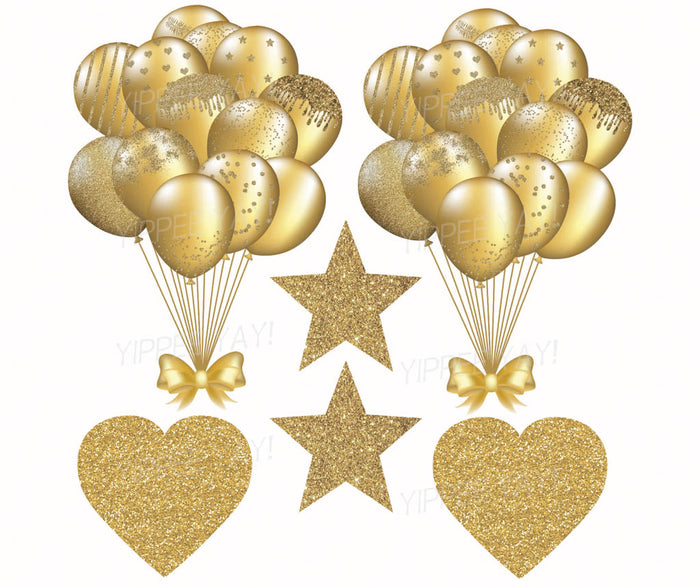 Gold Balloons 2 Half Sheet (Must Purchase 2 Half sheets - You Can Mix & Match)