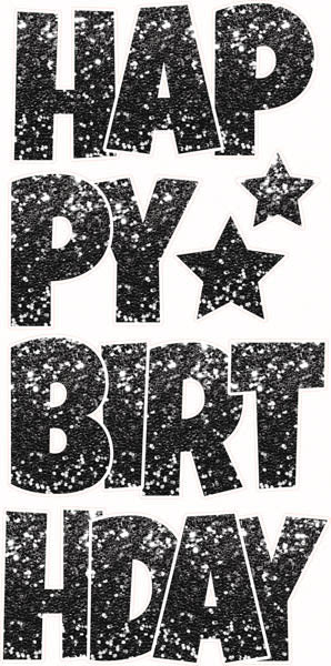 Happy Birthday 6 pc Ez Set CHUNKY GLITTER Black
