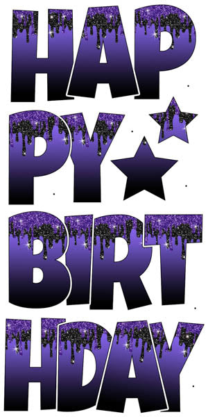 Happy Birthday 6 pc Ez Set DRIP Purple and Black