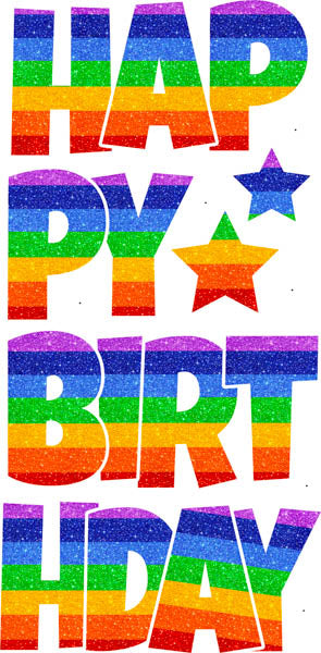 Happy Birthday 6 pc Ez Set Horizontal Rainbow
