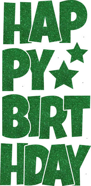 Happy Birthday 6 pc Ez Set SPARKLY GLITTER Green