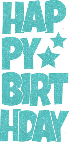 Happy Birthday 6 pc Ez Set SPARKLY GLITTER Teal 1