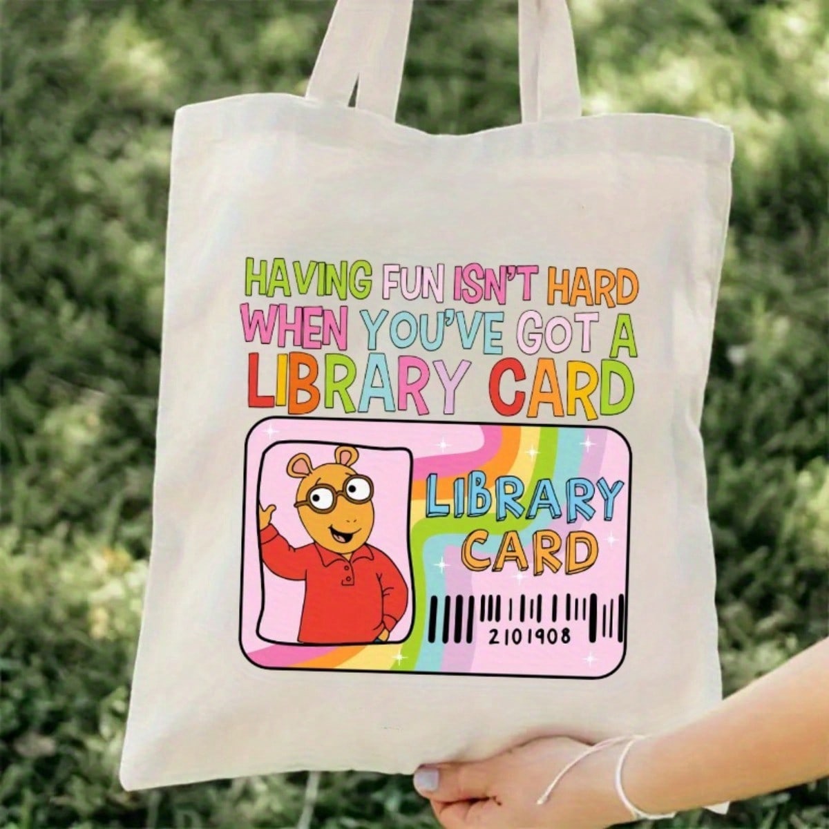 Having Fun Isn't Hard When You've Got A Library Card Women's Fashion Casual Unisex Tote Handbag