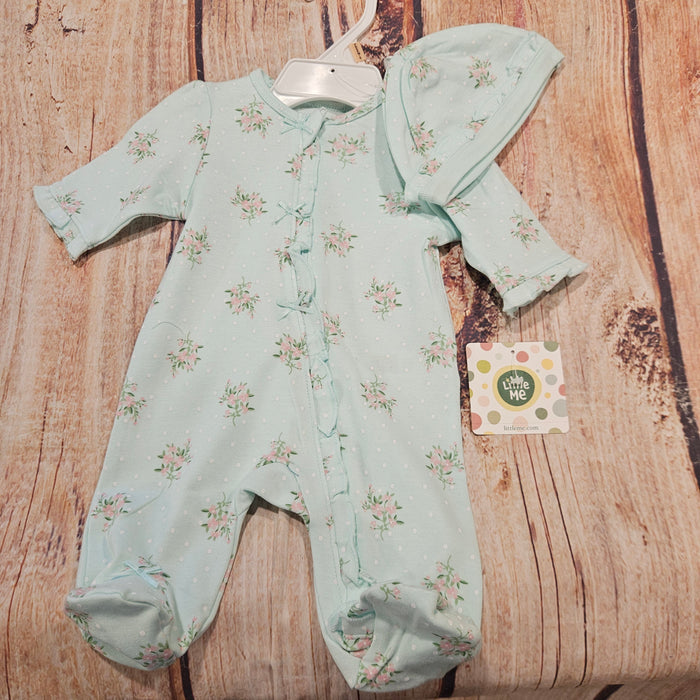LITTLE ME GIRLS FLORAL FOOTIE W/ HAT