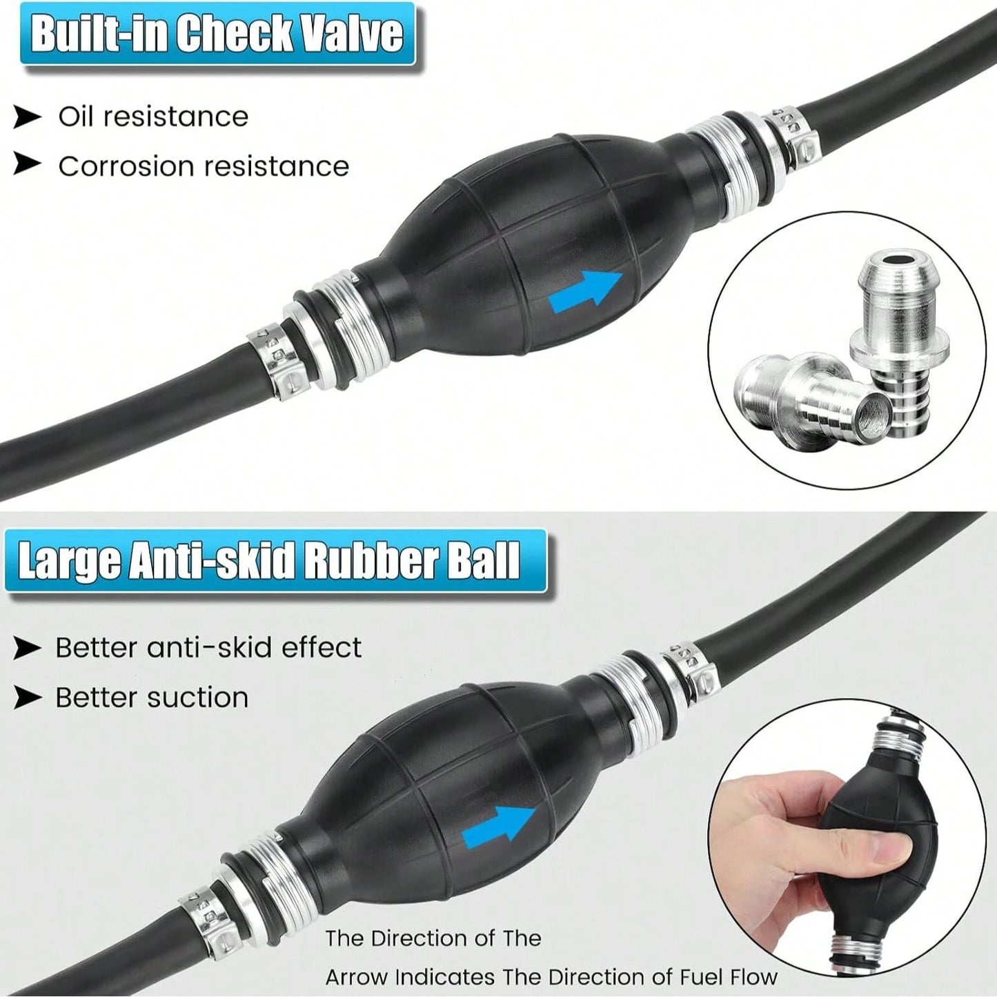 Marine Outboard Motor Fuel Line Kit, 10FT 6mm (1/4‑Inch) Fuel Hose Assembly With Primer Bulb & Connector, Leak‑Proof Universal Replacement Accessory For Boats, RVs, Tractors & Caravans