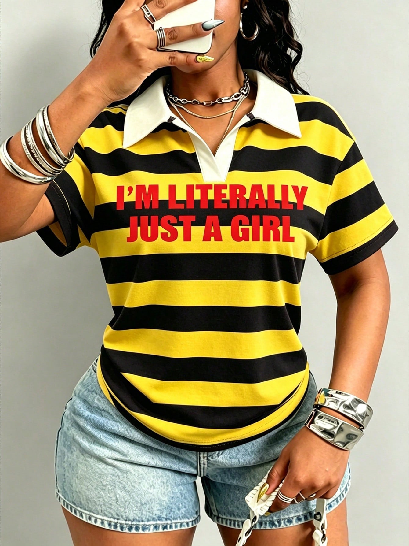 Maweii Women's Letter & Stripe Print Crew Neck Short Sleeve Casual T-Shirt, Sexy & Plaid Stripe Casual Style, Perfect For Women's Vacation And Summer Outings