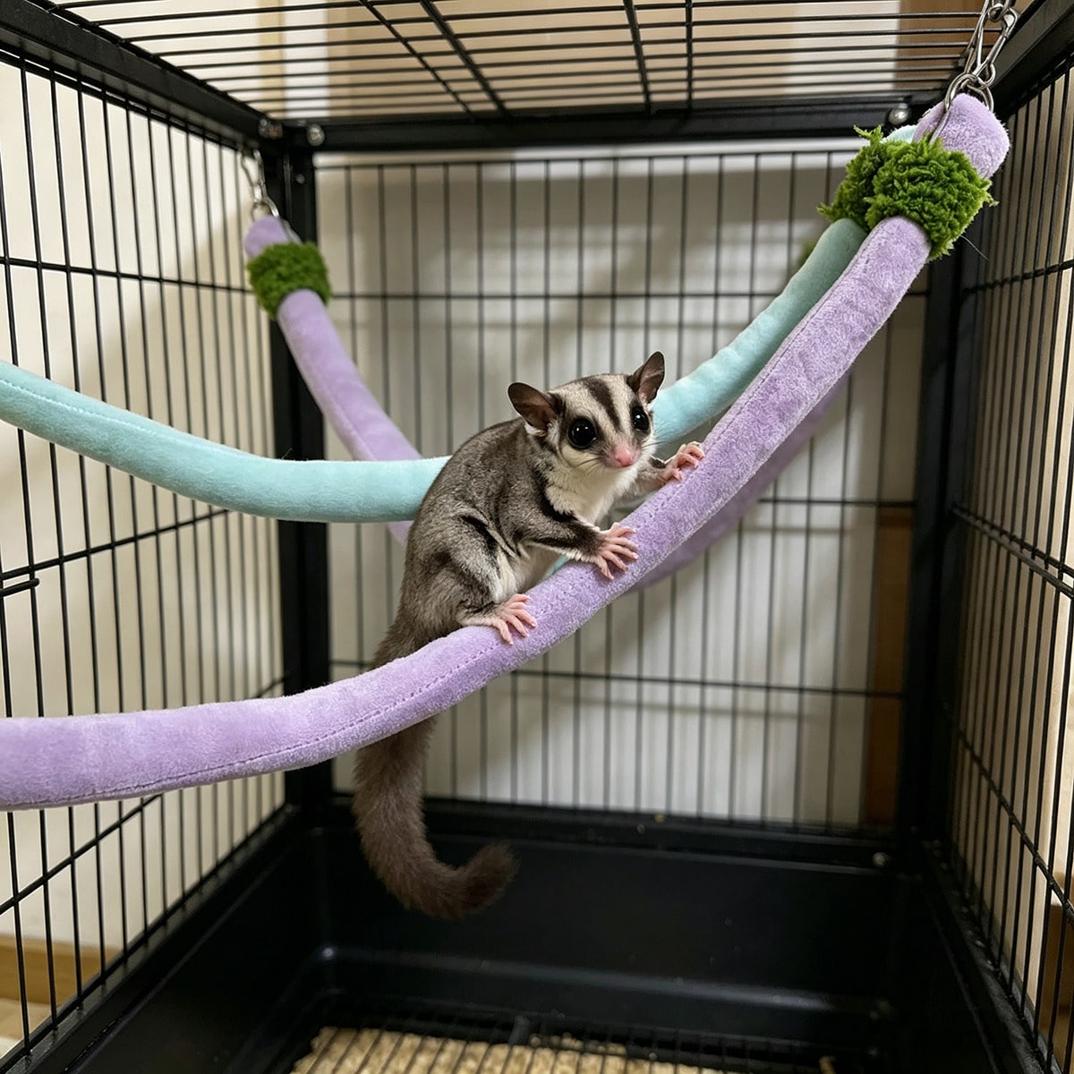 Multi-Functional Pet Cage Hammock & Climbing Ladder, Fun Swing Rope Bridge Toy For Small Animals Like Parrots & Hamsters, Interactive Playground Accessory