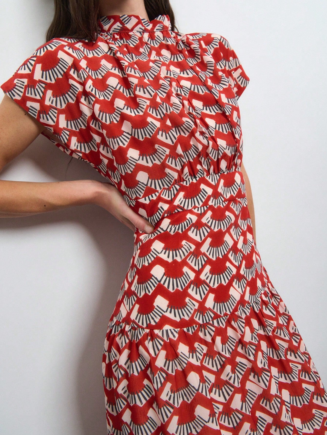 Nöista Red Printed Maxi Dress With A-Line Fit For Summer, Vacation And Casual Elegant Looks.