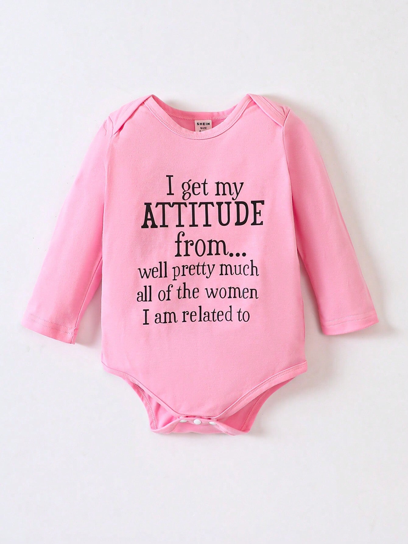 Newborn Baby Girls' Casual Bodysuit With Fun Letter Print, Base Layer