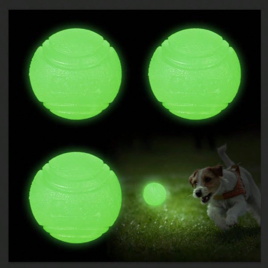 Night Glow Bouncing Ball, Pet Dog Chew Ball, Anti-Bite Toy Ball, Suitable For Training And Entertainment Of Large, Medium And Small Dogs (This Product Is An Elastic Ball, It Does Not Glow By Itself. I