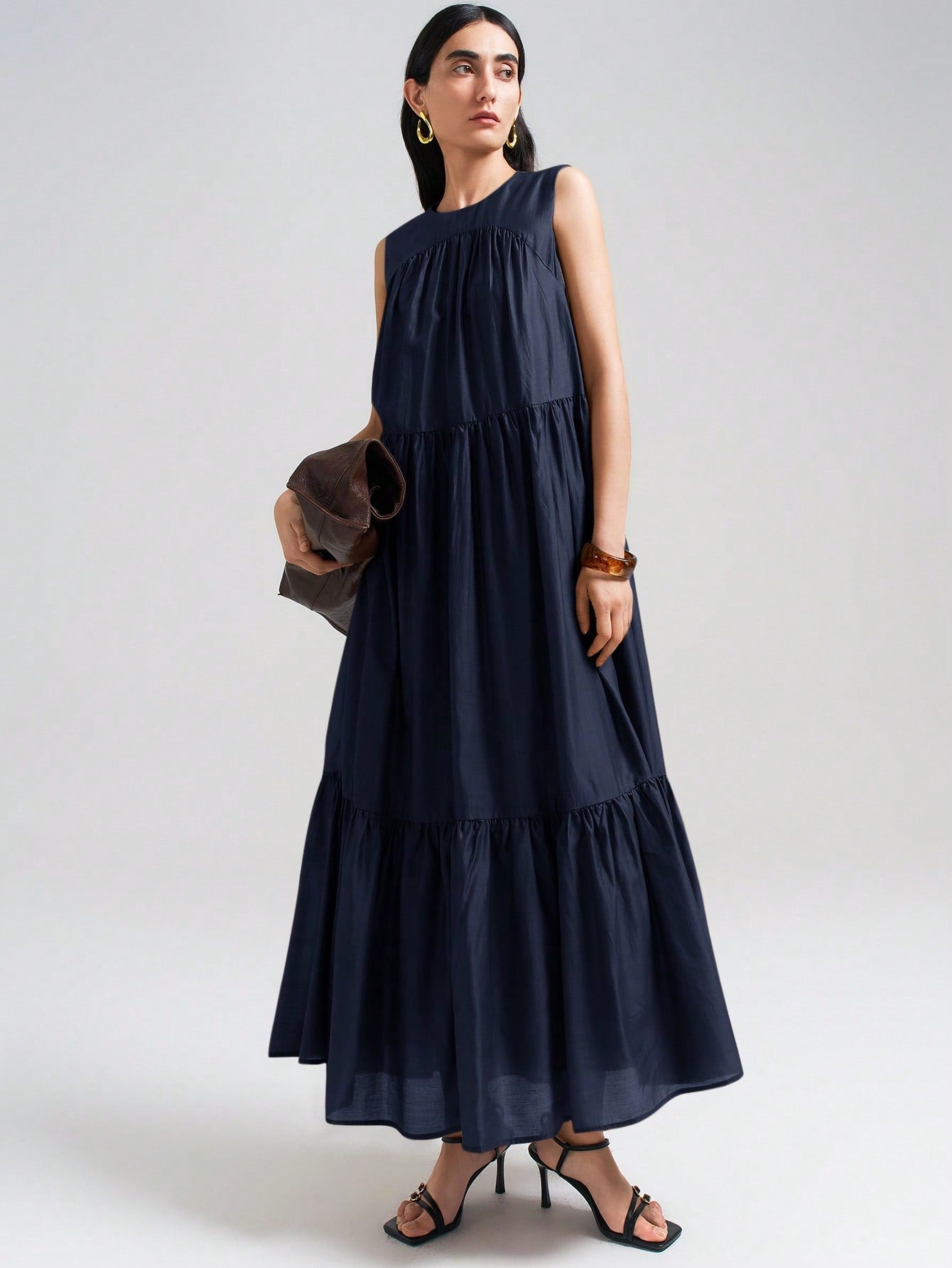 Ontre 2026SS New Arrival Women's Casual Commuting Fashion Versatile Sleeveless Solid Color Dress, Business Casual