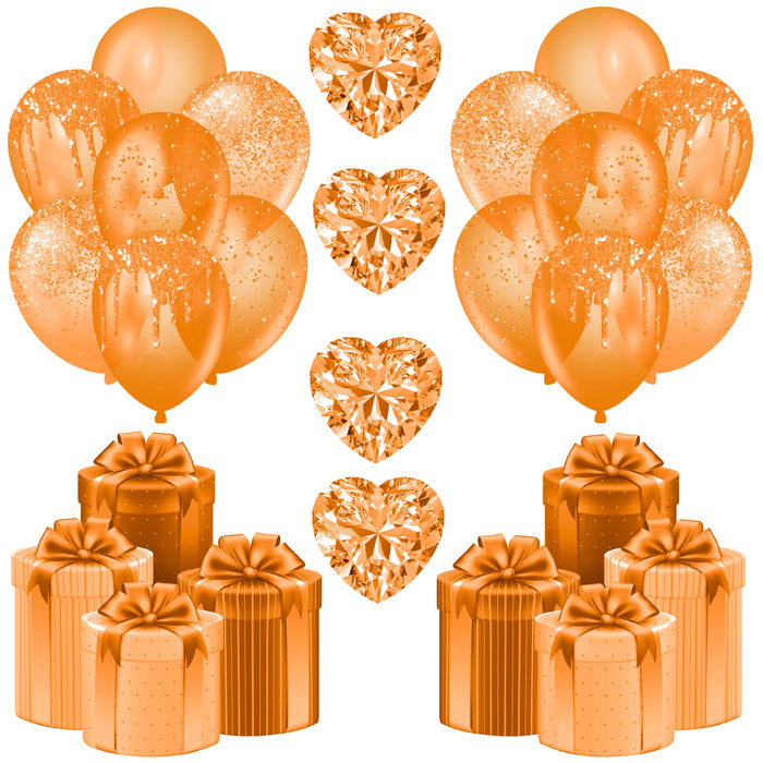 Orange Balloons and Presents Half Sheet