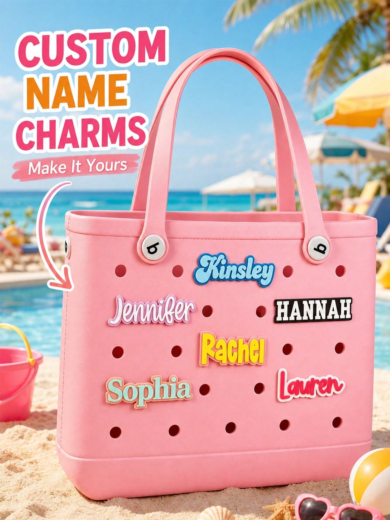 Personalized Acrylic Letter Name Charm, Suitable For Backpacks, Shoes And More, Customizable All-Season DIY Nameplate, Engraved, Neutral Casual Style, Suitable For Daily Use, Father's Day, Graduation