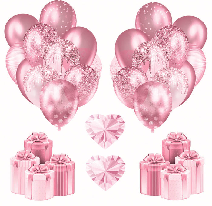 Pink Balloons 1 Half Sheet (Must Purchase 2 Half sheets - You Can Mix & Match)