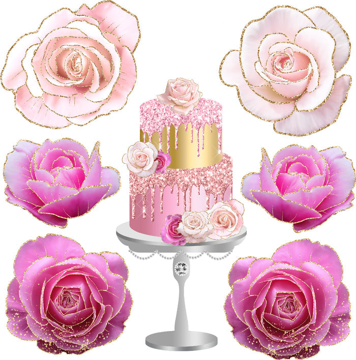 Pink Cake and Roses Half Sheet (Must Purchase 2 Half sheets - You Can Mix & Match)3
